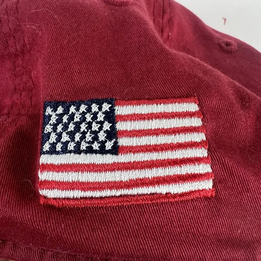 Trump Golf Hat Red Strapback Ahead Lightweight USA Flag Adjustable Cap Preowned